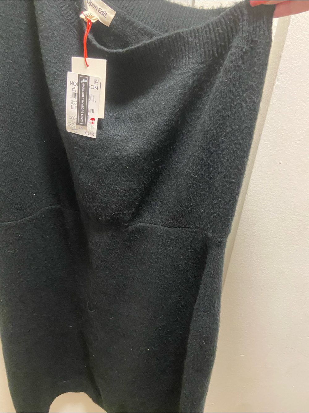 Women’s black fuzzy asymmetrical Sweater Dress - Picture 6 of 6